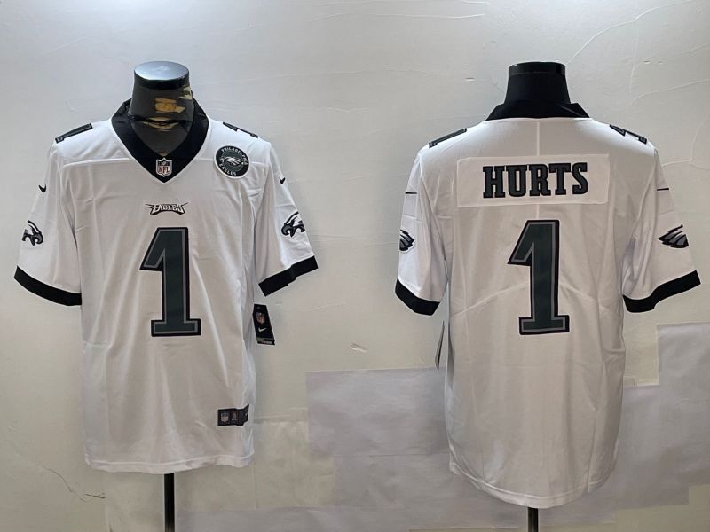 Men Philadelphia Eagles #1 Hurts White Second generation 2024 Nike Limited NFL Jersey style 3->philadelphia eagles->NFL Jersey